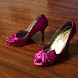 Satin Magenta Dyeables Liv Peep Toe Pump